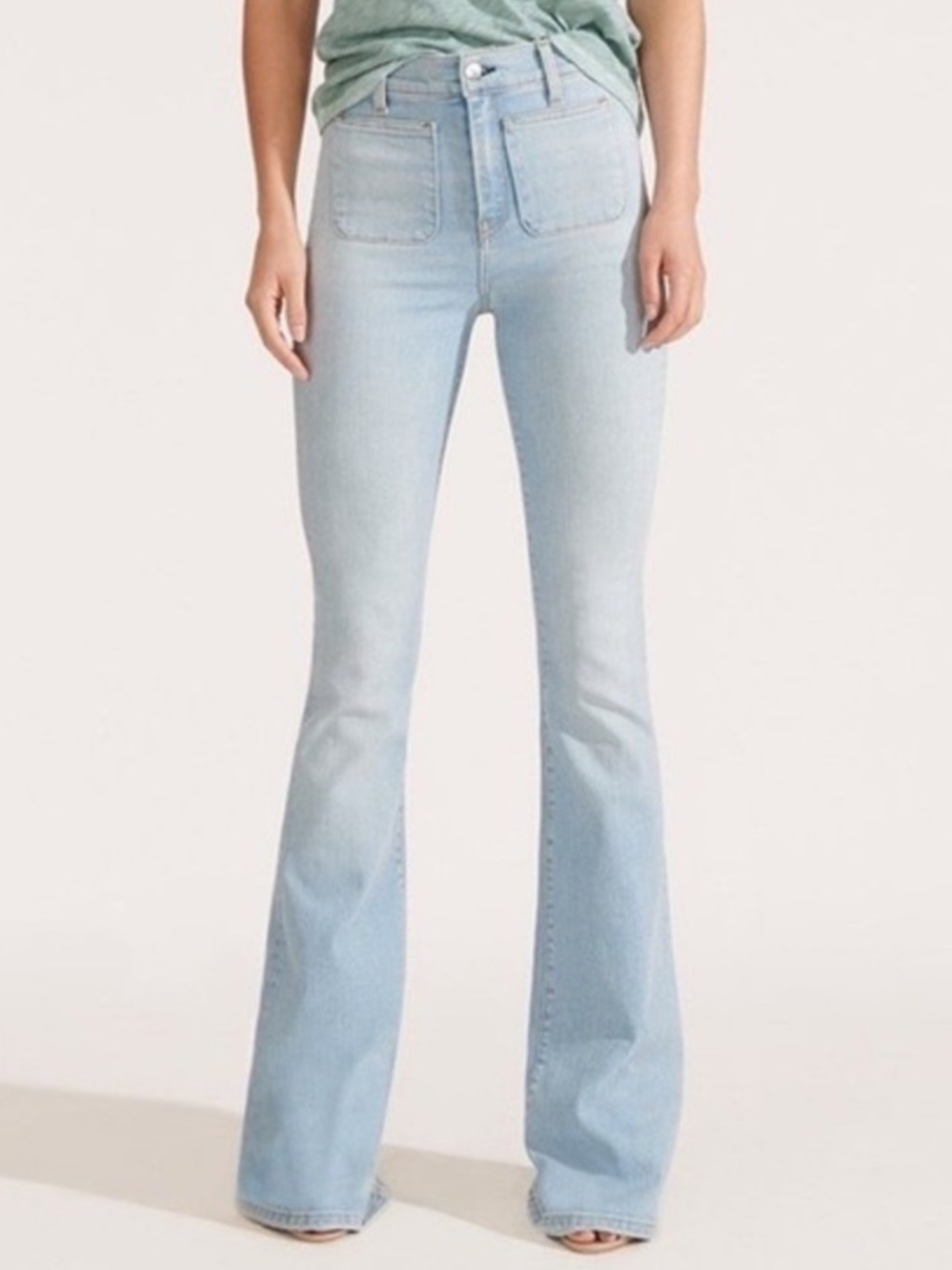 Veronica beard Florence high rise flare jean patch pocket aire wash sz 27